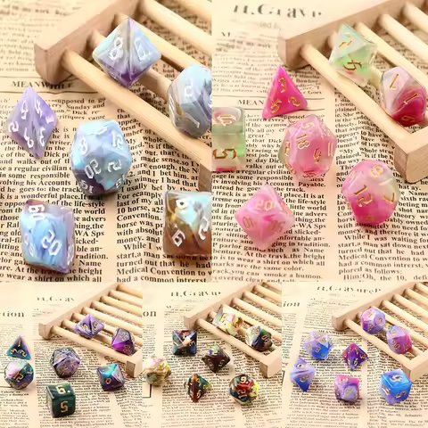 Family Party Board Games Polyhedral 7-Dice Two-Tone Swirl-DND Dice Set for RPG/MTG D4 D6 D8 D10 D% D