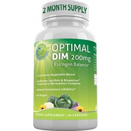 Optimal DIM Supplement 200mg for Women and Men 60 Capsules Made with Organic Whole Foods - Hormone Balance for Women - Estrogen Blocker for Men - Delayed-Release Maximum Absorption