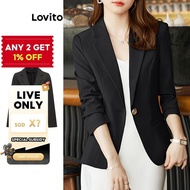 (LIVE STREAM SALE) Lovito Casual Plain Button Blazer for Women L98AD160