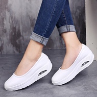 Black nursing shoes white wedge cut