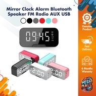 Mirror Clock Alarm Bluetooth Speaker FM Radio AUX USB