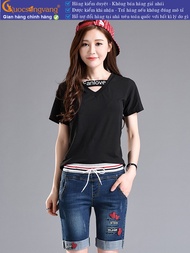 Quần short nữ lưng cao lưng thun quần lửng jean nữ GLQ062 Cuocsongvang