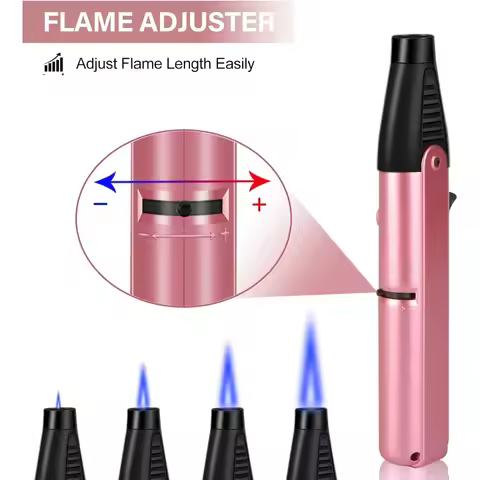 Butane Lighter Torch Lighter with Adjustable Jet Flame Windproof Butane Refillable Gas, for Candle G