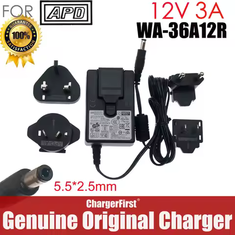 New Genuine 12V 3A 36W WA-36A12 WA-36A12R For APD AC Adapter Charger 12V 2.5A Power Supply 5.5x2.5mm