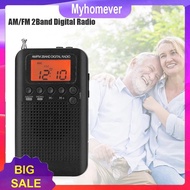 HRD-104 Portable Mini Radio Antenna Pocket Digital Display AM FM Two Band Radio