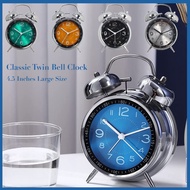 4.5" Large Loud Alarm Clock Metal Twin Bell Alarm Clock with Backlight Battery Operated Bedroom Alar