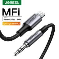 UGREEN MFI 1 Meter Aux Cable, Apple MFi Certified Aux Cable for in Car Nylon Braided Aux to Lightning Cable iPhone iPad Lightning to 3.5mm Headphone Adapter Compatible with iPhone 13 pro max iPhone SE2/11 pro max/7 8 8P X XR XS Max 11 Pro