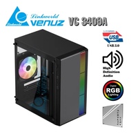 VENUZ micro ATX Computer Case VC3311/VC3409A/VC1918A – Black/Red สินค้ารับประกัน 1 ปี