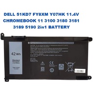 DELL 51KD7 FY8XM Y07HK 11.4V CHROMEBOOK 11 3100 3180 3181 3189 5190 2in1 BATTERY