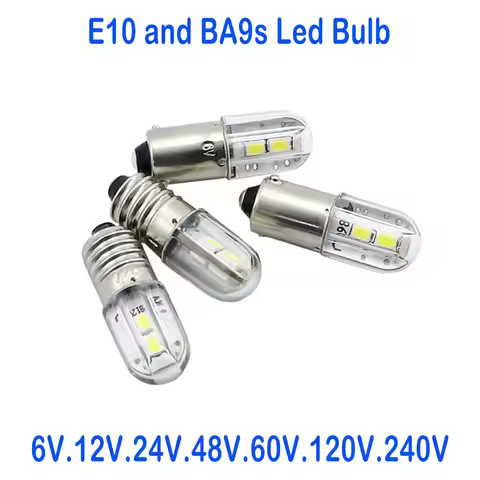 AMYWNTER E10 Ba9s Led 6V T4w 1w Indicator Light Bulb 6.3V 12V 24V 48V 60V 120V 230V 2835 4SMD Wholes