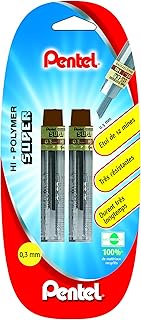 Pentel Refill Lead for 2 Mechanical Pencil HB 0.3 mm with Protective Case Grey