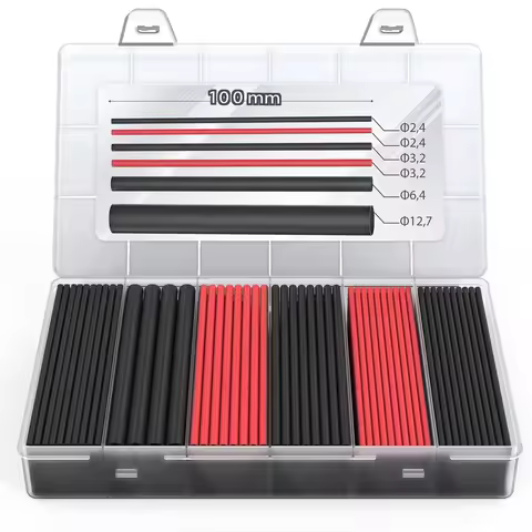 140 Pcs Heat Shrink Tubing - 3:1 Adhesive Lined Shrinkable Wire Wrap Tube 10cm each Black Red Ø12.7/
