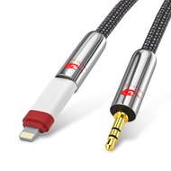 GOLLEY LION สาย AUX สำหรับ I-Phone 13สายแจ็คสัญญาณเสียง3.5มม.สาย Aux สเตอริโอในรถยนต์พร้อมหูฟังแบบถั