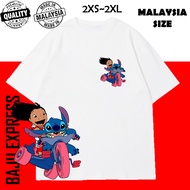 <TSHIRT WOMEN MEN> LILO AND STITCH T SHIRT DISNEY 100% COTTON ANIME T-SHIRT LELAKI PEREMPUAN BAJU LE