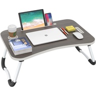 BUYIFY Folding Lap Desk, 23 Inch Portable Wood Black Laptop Bed Desk Lap Desk with Cup Holder, for W
