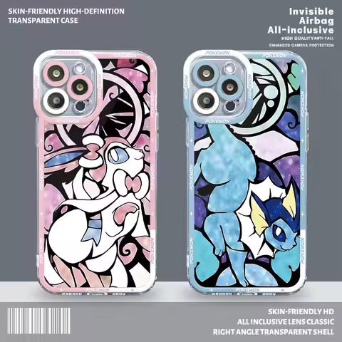 Pokemon Pikachu Eevee Color Art Case for iPhone 13 14 15 Pro Max X 8 Plus 12 Mini 7 6s 11 Pro XS SE 