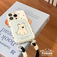 Cute West Highland Dog Card Holder Casing For Redmi 14R 14C K80 Pro K70 K70E K60 K60E K50 K50i K40 K