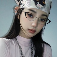 Retro Metal Cat Eye Diamond Triangle Oval Y2K Hot Girl Plain Face Concave Shape Glasses Flat Glasses