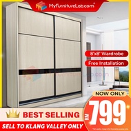 𝐌𝐘𝐅𝐔𝐑𝐍𝐈𝐓𝐔𝐑𝐄𝐋𝐀𝐁®:MILAN 8FT Wardrobe Sliding Door Wardrobe 8x8 Wardrobe Almari 8x8 Almari Baju
