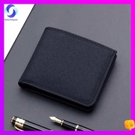 dompet lelaki beg dompet lelaki Canvas Wallet Men's Short Student Korean Edition Simple Retro Solid Color Versatile Folding Leather Clip Ultra Thin Trendy Brand Wallet