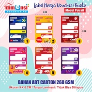 Label Harga Voucher Konter / Display Harga Etalase Konter - Potrait