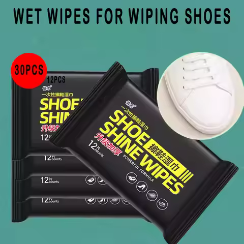12Pcs/30Pcs/1Bag Disposable Shoes Clean Wipes Portable White Shoe Cleaning Care Wipes Sneakers Clean