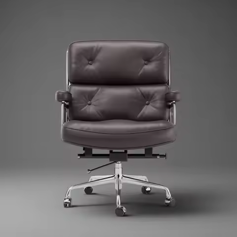 Office Guest Chair Upholstered Leather Comfortable Reception Chairs with Wheels Adjustable Swivel Ro