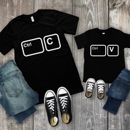 CTRL + C CTRL + V Baju-T Keluarga Ayah dan Anak Perempuan Baju-T Anak Perempuan Salin Tampal Lucu Pa