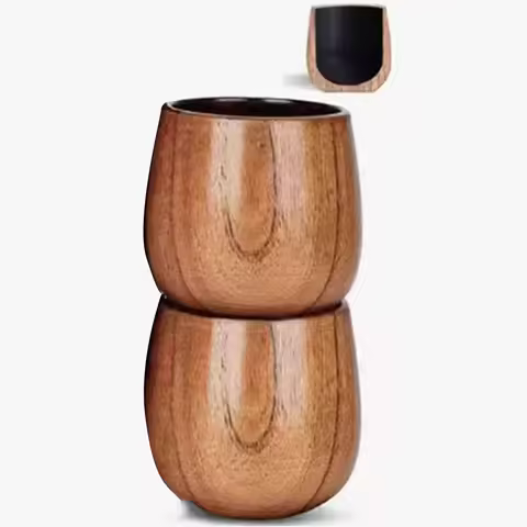 A76X-Solid Wooden Tea Cup Solid Wooden Mug For Cold Drinks Ideal For Coffee, Juice And Milk