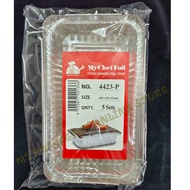 4423-P Aluminium Foil Tray with Clear Lid [ 5pcs ± ] Rectangle / Rectangular My Chef Foil Tray 4423 