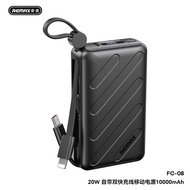 Compact Portable Built-in Cable Power Bank 10000mAh Dual Cable Fast Charging Power Bank Mobile Power