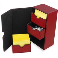 BCW Deck Vault-LX 200 - Red | Premium Card Deck Box with 100 Sleeved Card Capacity, Magnetic Closure