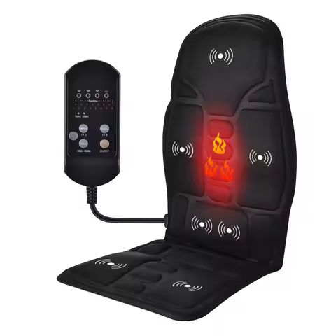 Electric Heating Vibrating Back Massager Portable Massaging Chair Cussion Seat Pad For Car Home Offi