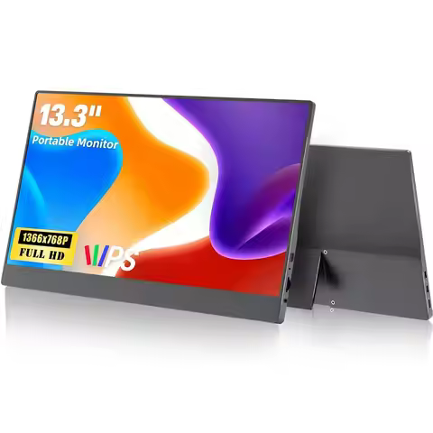 13.3 Inch 1366*768P HD Portable Monitors 72%sRGB IPS 16:9 With Type-C Mini HDMI For Laptop Phone TV 