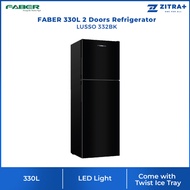 FABER 330L 2 Door Refrigerator LUSSO 332BK | 20x Stronger Tempered Glass Tray | Refrigerant R600a | 