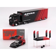 MiniGT 649 Nissan LBWK LB Super Silhouette S15 Silvia Advan - 741 Mercedes Benz Actros w/ Racing Tra