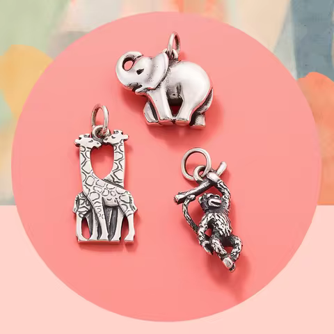 S925 sterling silver James Avery Monkey Charm Elephant Charm Giraffes Charm