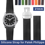 NWA 21mm Silicone Watch Strap for Patek Philippe 5164A 5167A 5168A Curved End Rubber Soft Waterproof