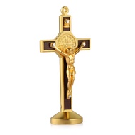【Hot New Release】 Car Ornament Metal Wood Jesus Cross Crucifix Dashboard Decoration Christian Jesus