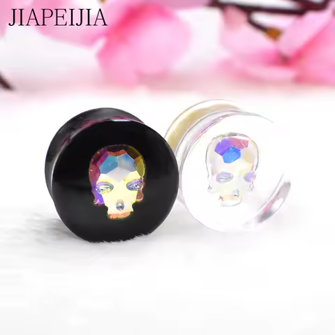 Multicolor Skull Acrylic Ear Tunnels Plug and Gauges Ear Stretcher Expander Earring Piercing 8-25mm