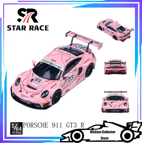 STAR RACE 1/64 Prosche 911 GT3 R - Pink Pig Alloy Car Model Gift