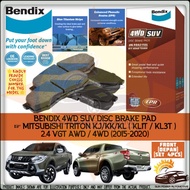 BENDIX 4WD SUV Mitsubishi Triton KJ KK KL KL1T / KL3T 2.4 VGT AWD / 4WD Disc Brake Pad FRONT SET