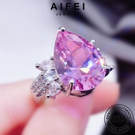 AIFEI JEWELRY Accessories Pink Cincin Perak Shape 純銀戒指 Drop Women Ring For Diamond Perempuan Korean Simple Adjustable Original Silver Sterling 925 Crystal R2109