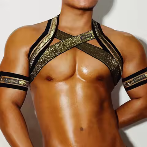 Men Chest Harness Shoulder Straps Man BDSM Arnes Hombre Fetish bondage lingerie Muscle Elastic Belt 