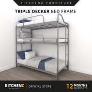 KitchenZ 3V Triple Decker Bed Bunk Bed Double Decker Bed katil 3 tingkat Heavy Duty Metal Frame Host