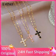 Esther Cross pendant pawnable 18k gold pawnable necklace for Women Fashion Pendants necklaces aesthetic gold pawnable jewelry gifts ideas for women stainless steel necklace jewerly saudi gold 24k cross necklace for friendship Zircon necklace