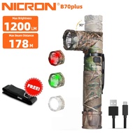 NICRON B70 Plus Rechargeable Flashlight Handfree 1200 Lumen Waterproof Flashlight Christmas gift