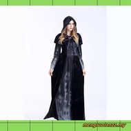 Women's Corpse Bride Costume Halloween Ghost Bride Witch Vampire Black  Dress Scary Halloween Costum