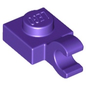 Lego part 61252 Plate Modified 1 x 1 with Open O Clip (Horizontal Grip) dark purple