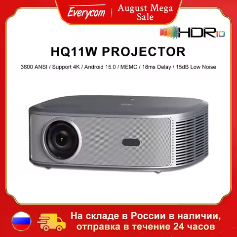 Everycom HQ11W 1080P Projector Smart TV for Home 3600 ANSI Video Projectors 3+64GB Android 15 Movie 